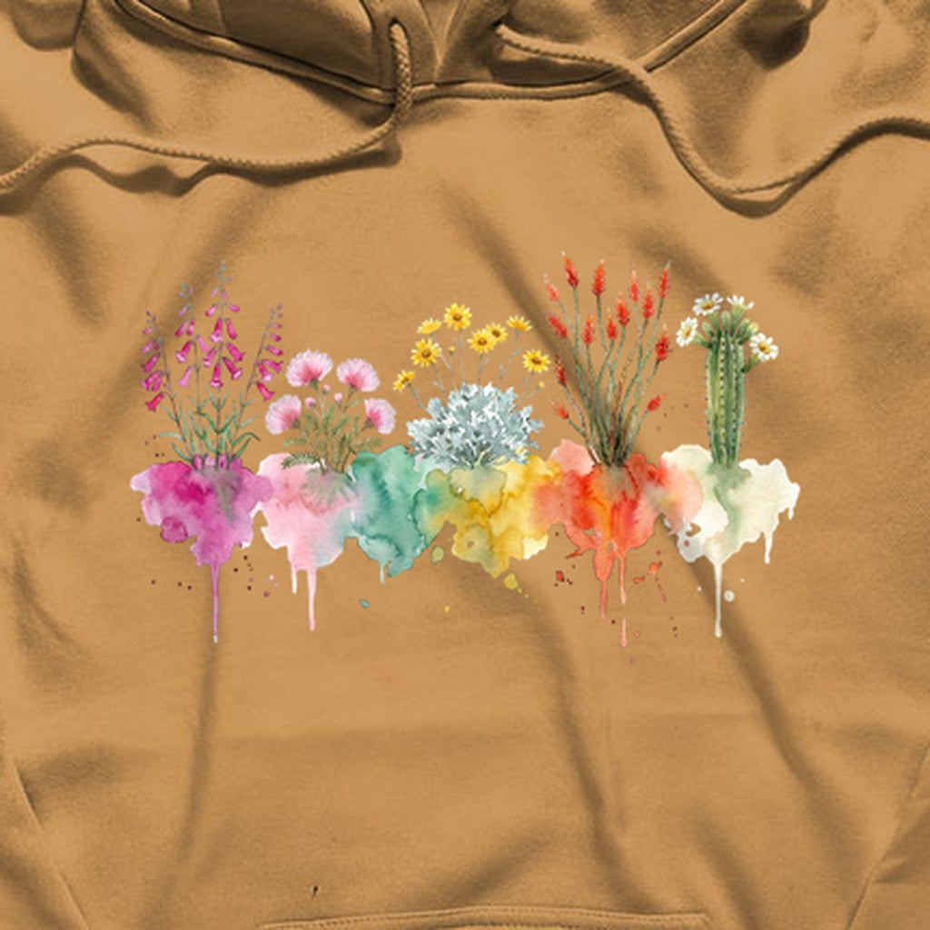 Watercolor Saguaro Wildflowers Hoodie