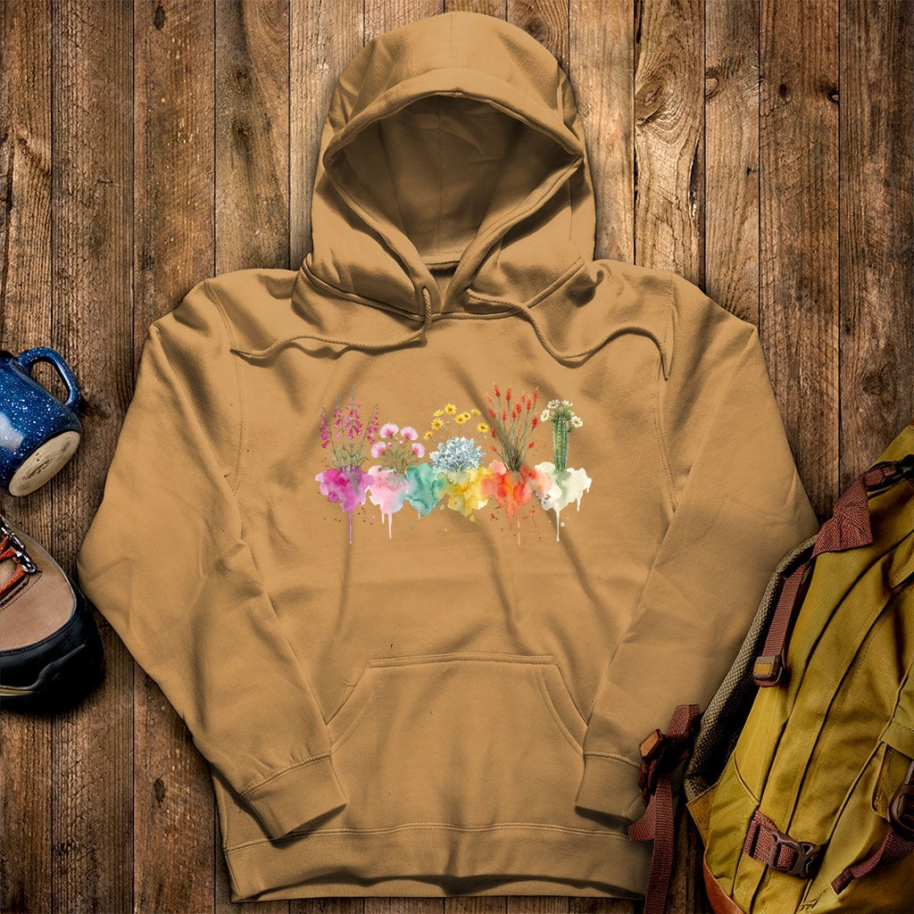 Watercolor Saguaro Wildflowers Hoodie