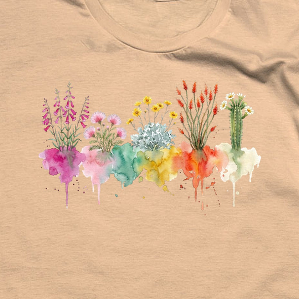 Watercolor Saguaro Wildflowers T-Shirt