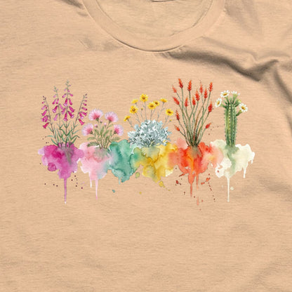 Watercolor Saguaro Wildflowers T-Shirt