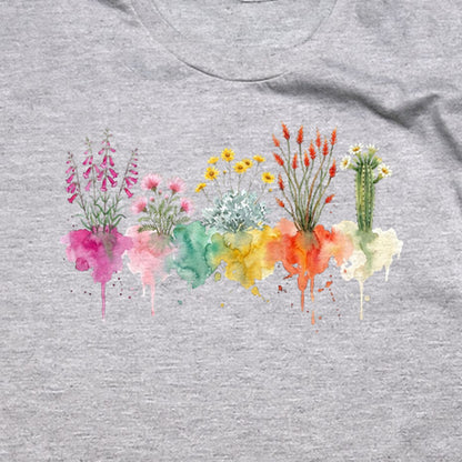 Watercolor Saguaro Wildflowers T-Shirt