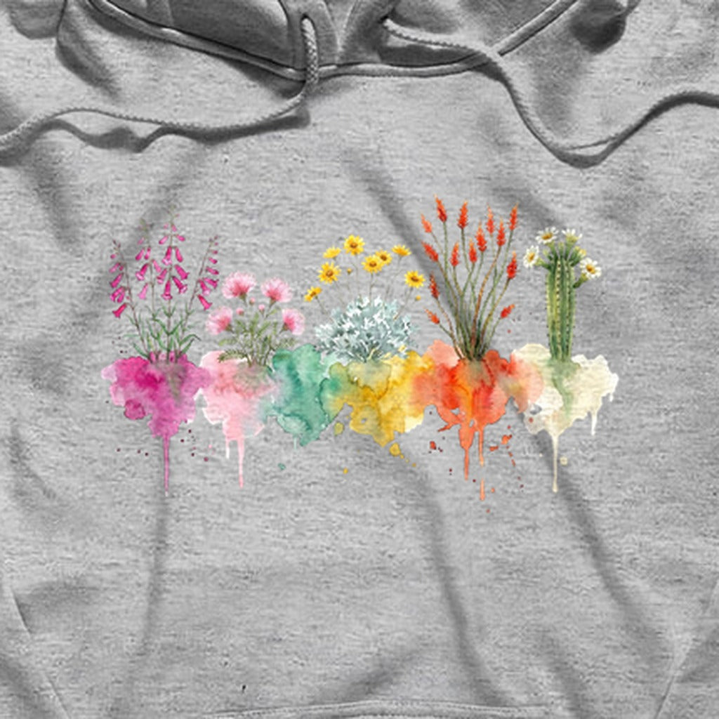 Watercolor Saguaro Wildflowers Hoodie