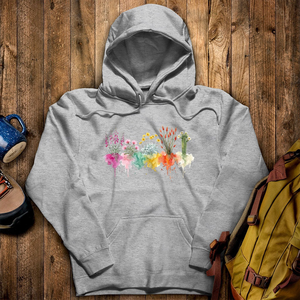 Watercolor Saguaro Wildflowers Hoodie