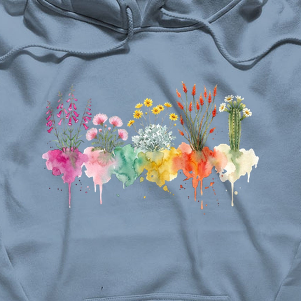 Watercolor Saguaro Wildflowers Hoodie