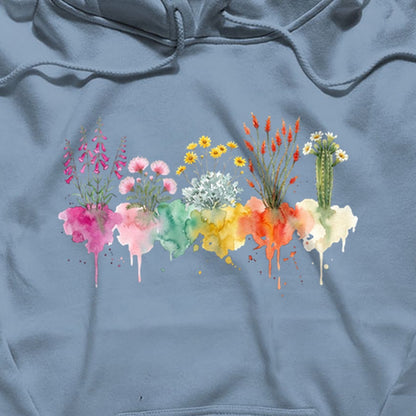 Watercolor Saguaro Wildflowers Hoodie