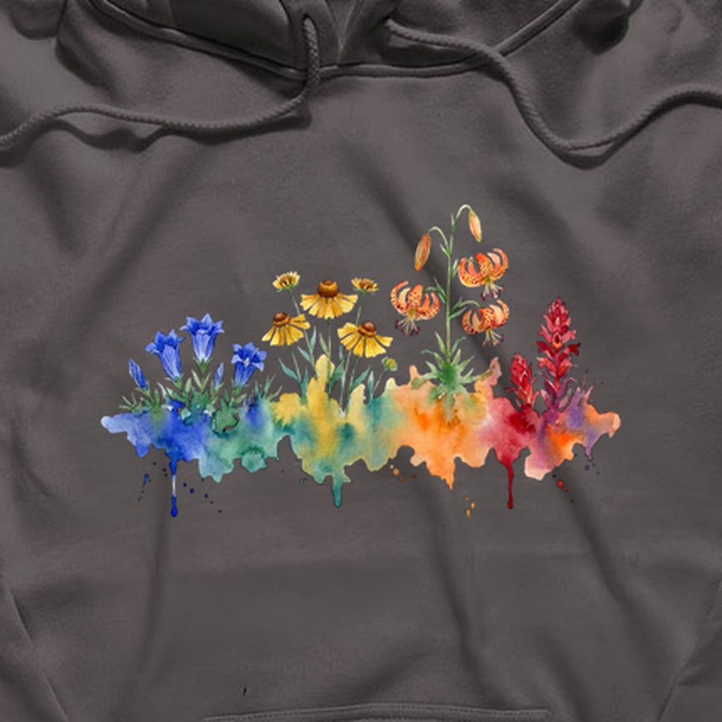 Watercolor Sequoia Wildflowers Hoodie