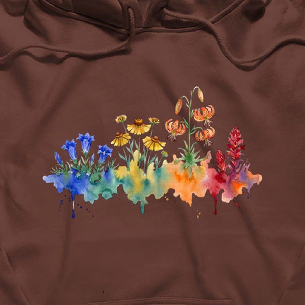 Watercolor Sequoia Wildflowers Hoodie