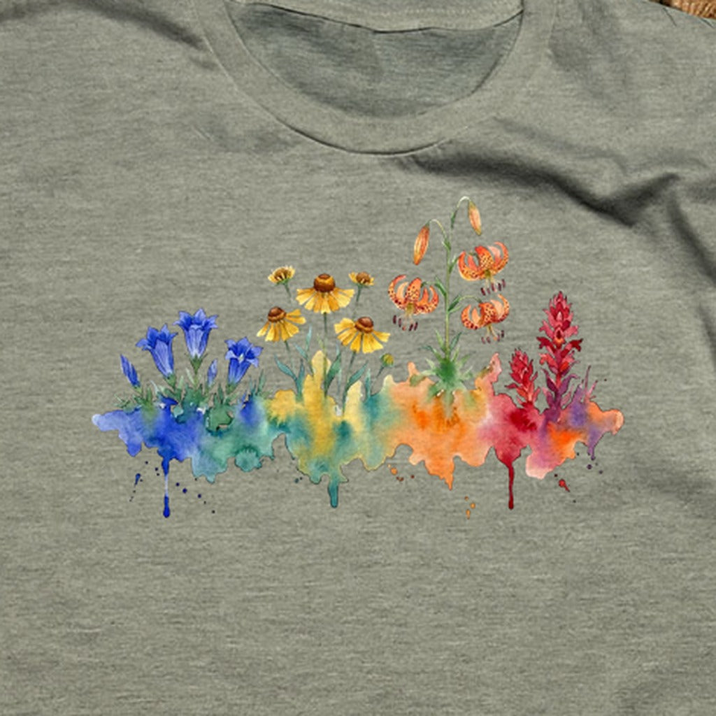 Watercolor Sequoia Wildflowers T-Shirt