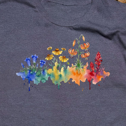 Watercolor Sequoia Wildflowers T-Shirt
