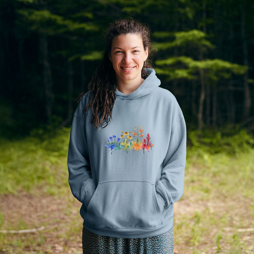 Watercolor Sequoia Wildflowers Hoodie