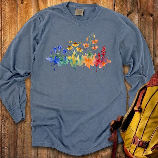 Watercolor Sequoia Wildflowers Premium Long Sleeve