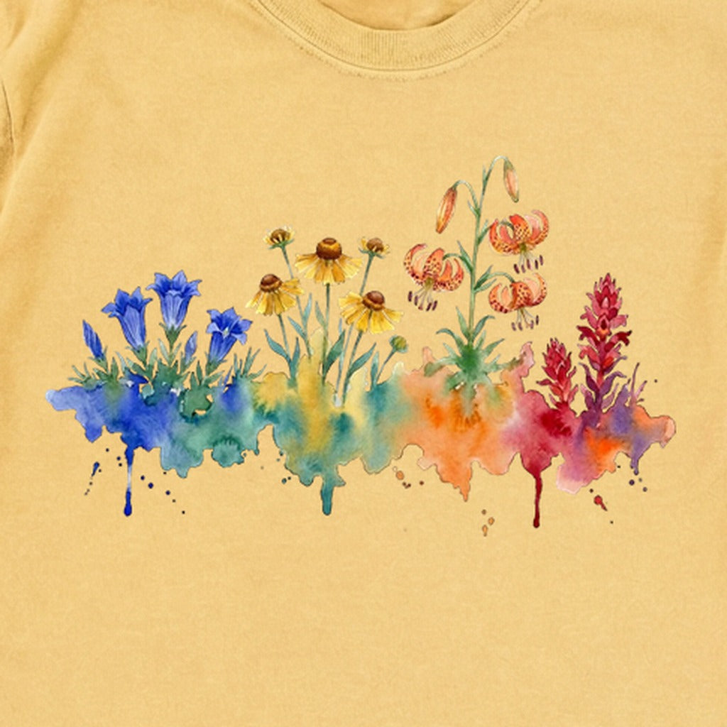 Watercolor Sequoia Wildflowers Premium Long Sleeve