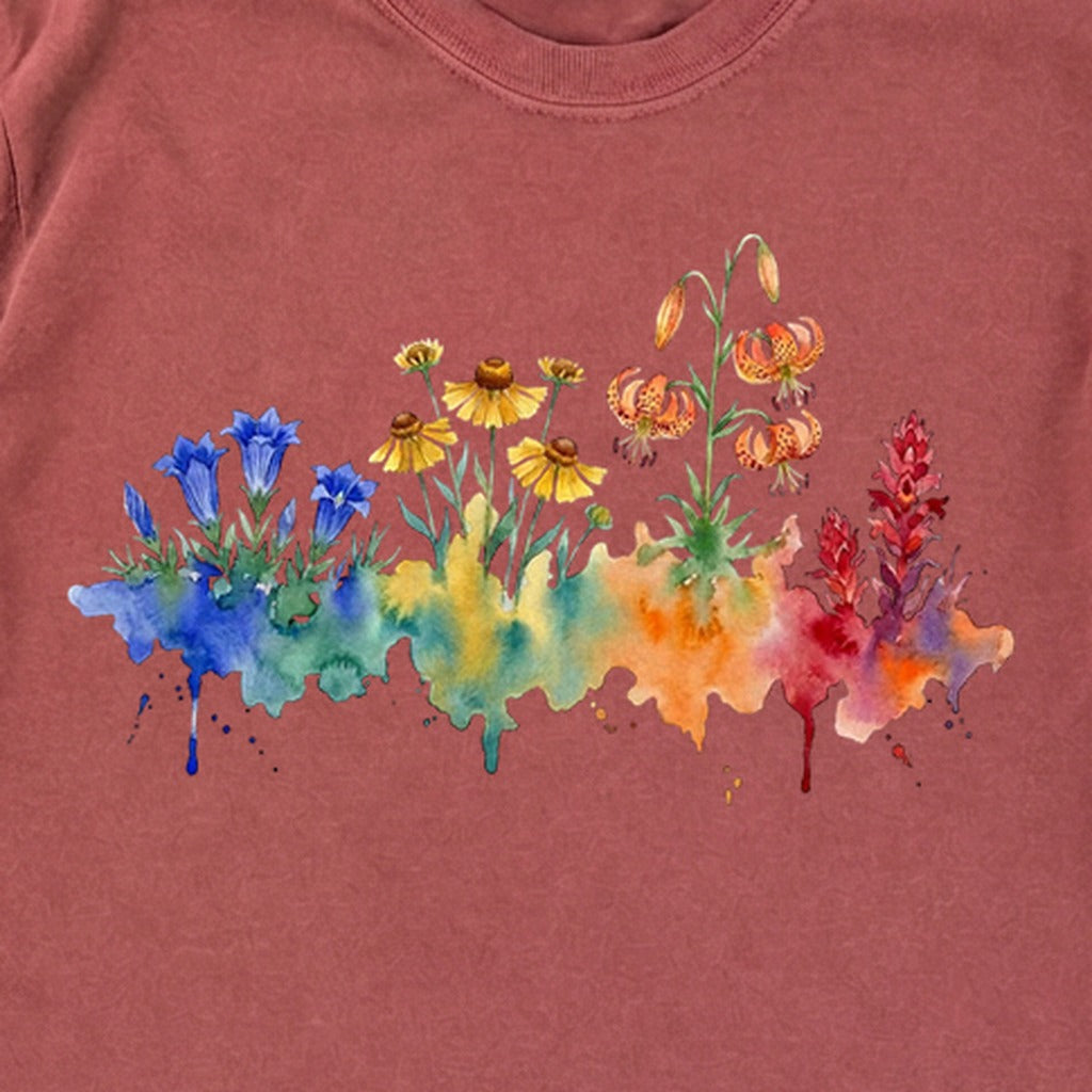 Watercolor Sequoia Wildflowers Premium Long Sleeve