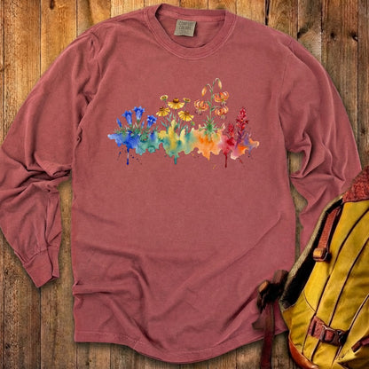 Watercolor Sequoia Wildflowers Premium Long Sleeve