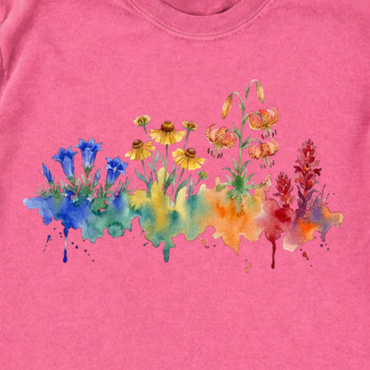 Watercolor Sequoia Wildflowers Premium Long Sleeve