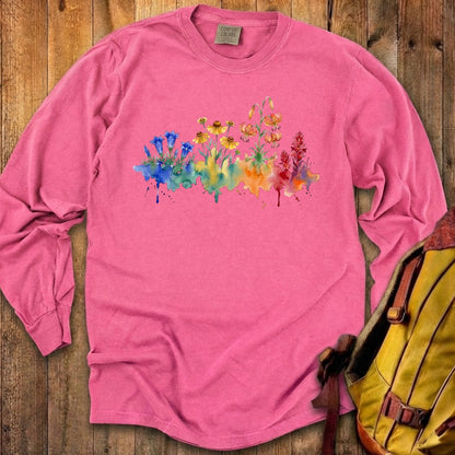 Watercolor Sequoia Wildflowers Premium Long Sleeve