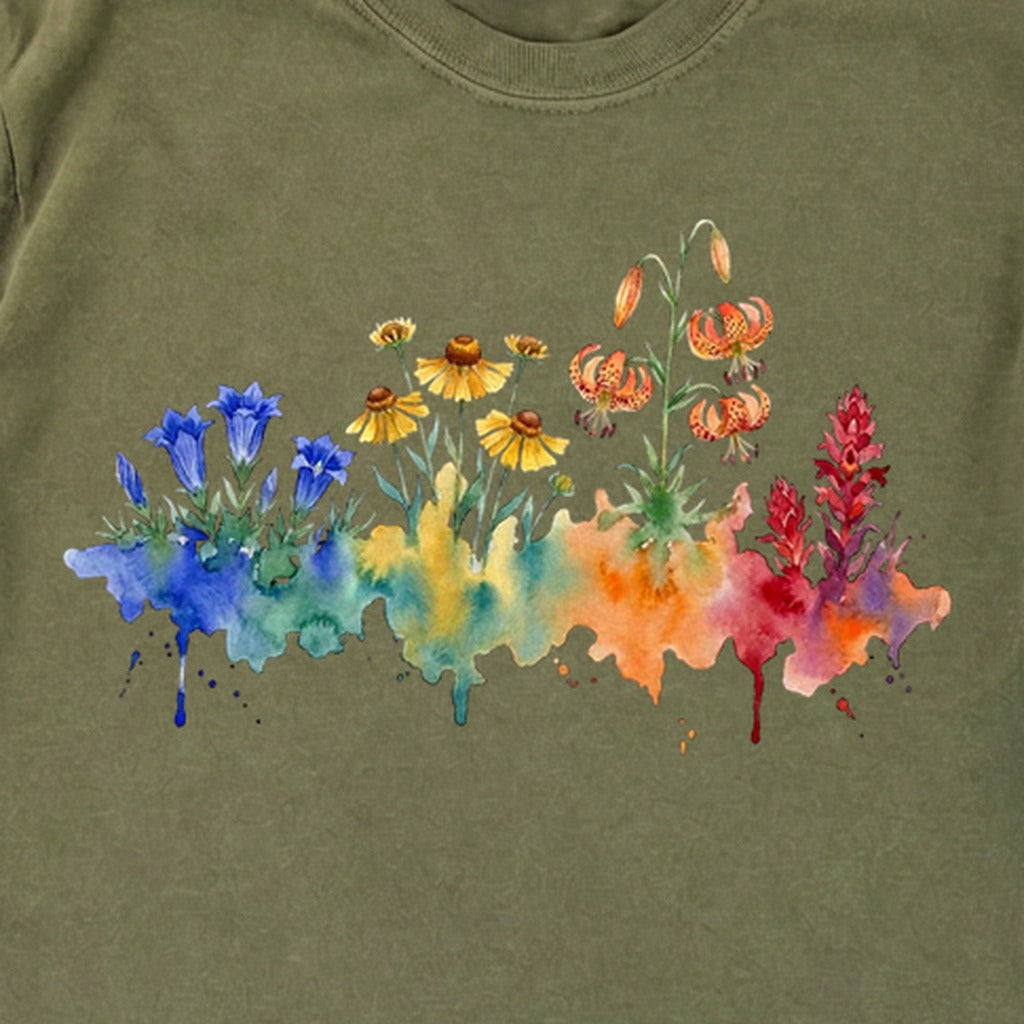 Watercolor Sequoia Wildflowers Premium Long Sleeve