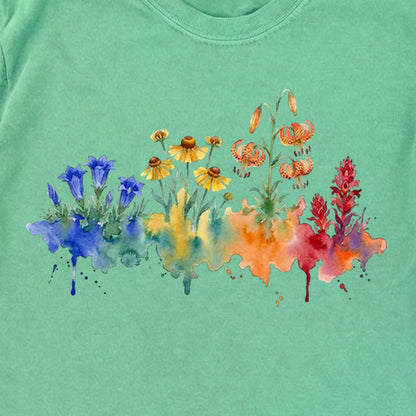 Watercolor Sequoia Wildflowers Premium Long Sleeve