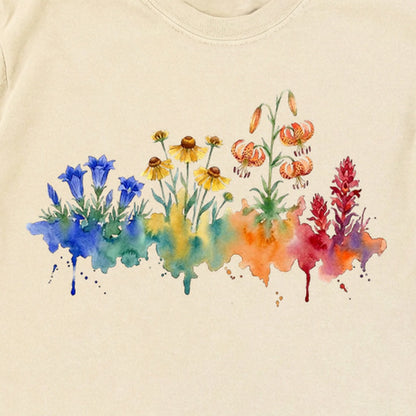 Watercolor Sequoia Wildflowers Premium Long Sleeve