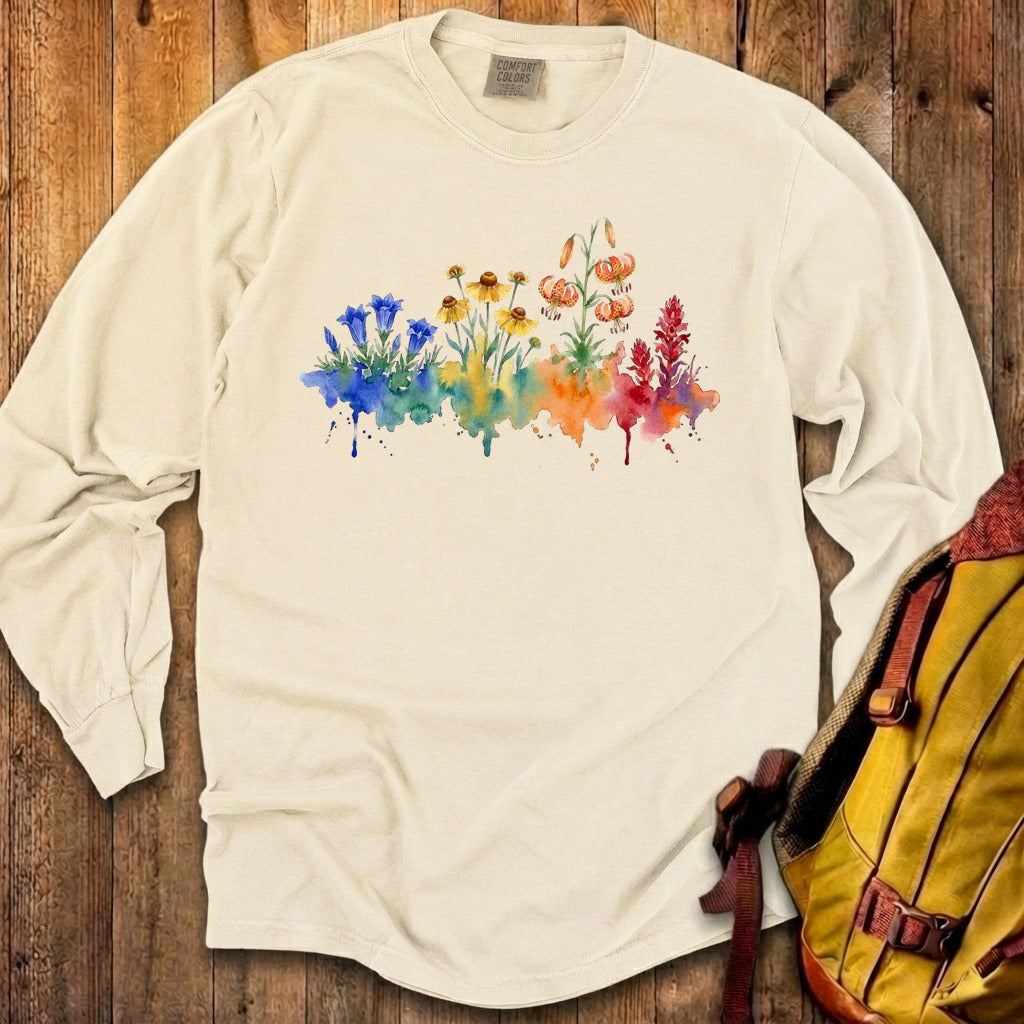 Watercolor Sequoia Wildflowers Premium Long Sleeve