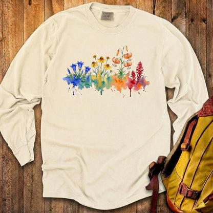Watercolor Sequoia Wildflowers Premium Long Sleeve
