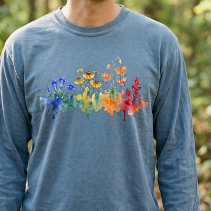 Watercolor Sequoia Wildflowers Premium Long Sleeve