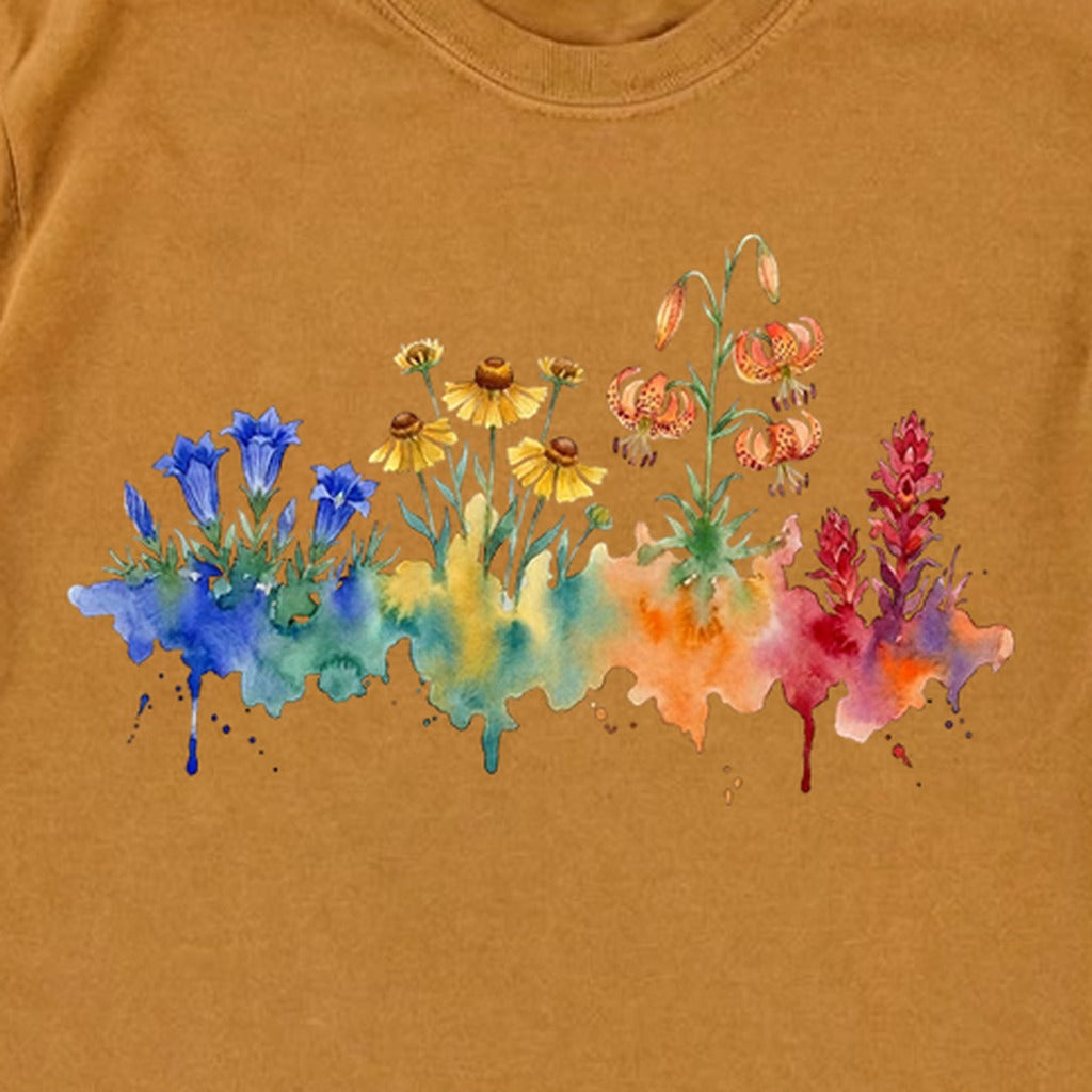 Watercolor Sequoia Wildflowers Premium Long Sleeve