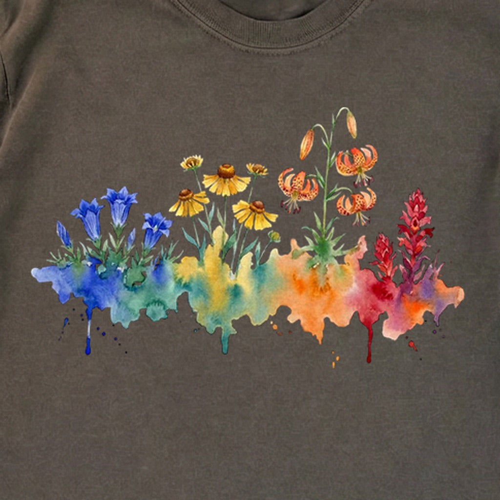 Watercolor Sequoia Wildflowers Premium Long Sleeve