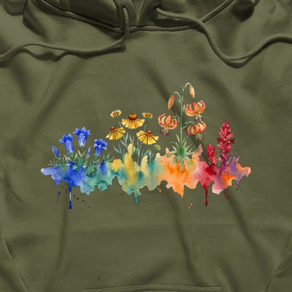 Watercolor Sequoia Wildflowers Hoodie