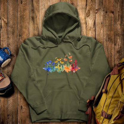 Watercolor Sequoia Wildflowers Hoodie