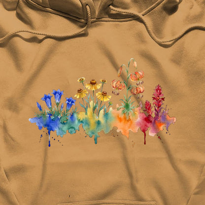 Watercolor Sequoia Wildflowers Hoodie