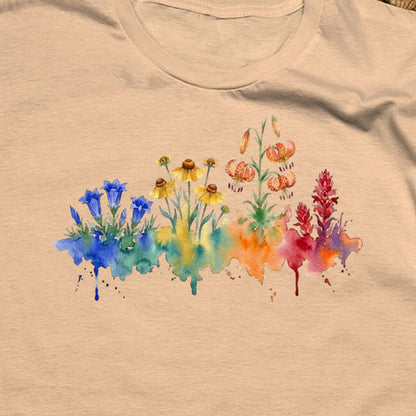 Watercolor Sequoia Wildflowers T-Shirt