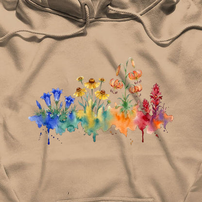 Watercolor Sequoia Wildflowers Hoodie