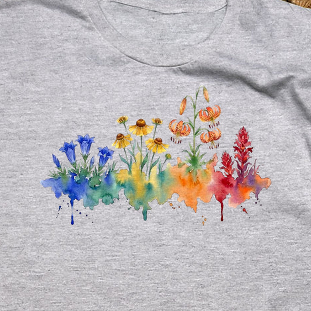 Watercolor Sequoia Wildflowers T-Shirt