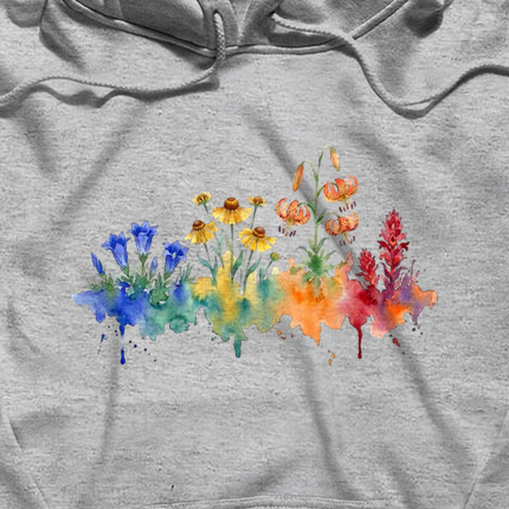 Watercolor Sequoia Wildflowers Hoodie