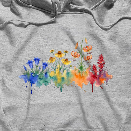 Watercolor Sequoia Wildflowers Hoodie