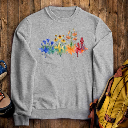 Watercolor Sequoia Wildflowers Crewneck Sweatshirt