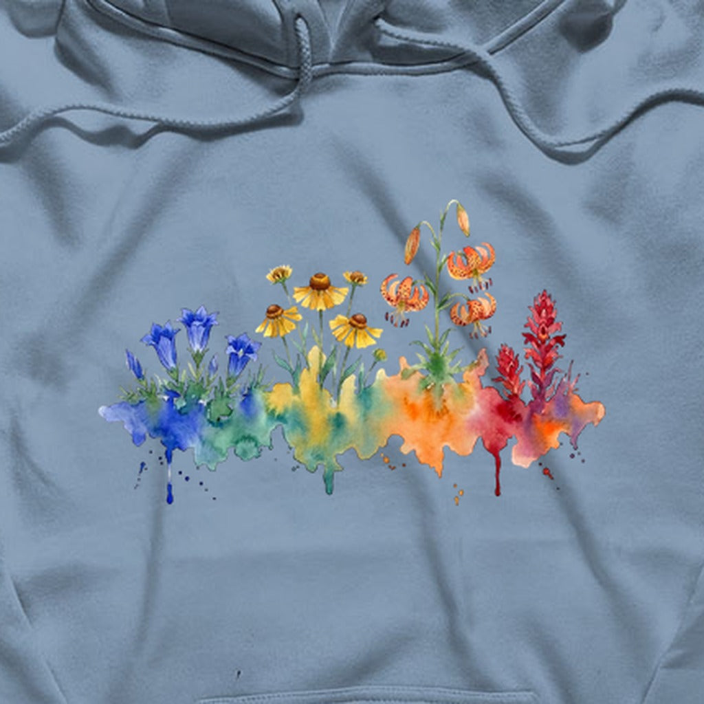 Watercolor Sequoia Wildflowers Hoodie