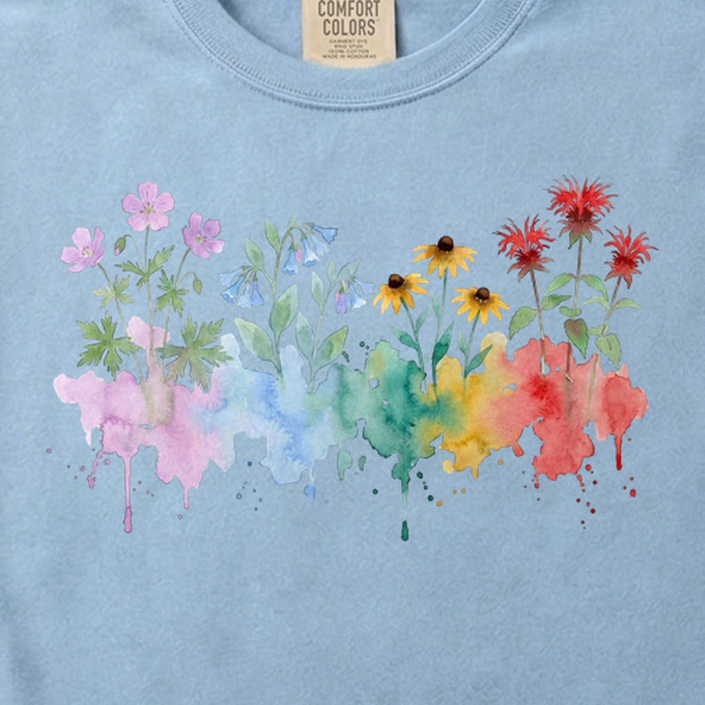 Watercolor Shenandoah Wildflowers Cotton T-Shirt
