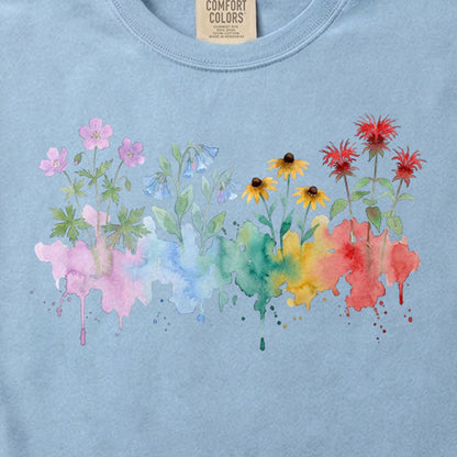 Watercolor Shenandoah Wildflowers Cotton T-Shirt