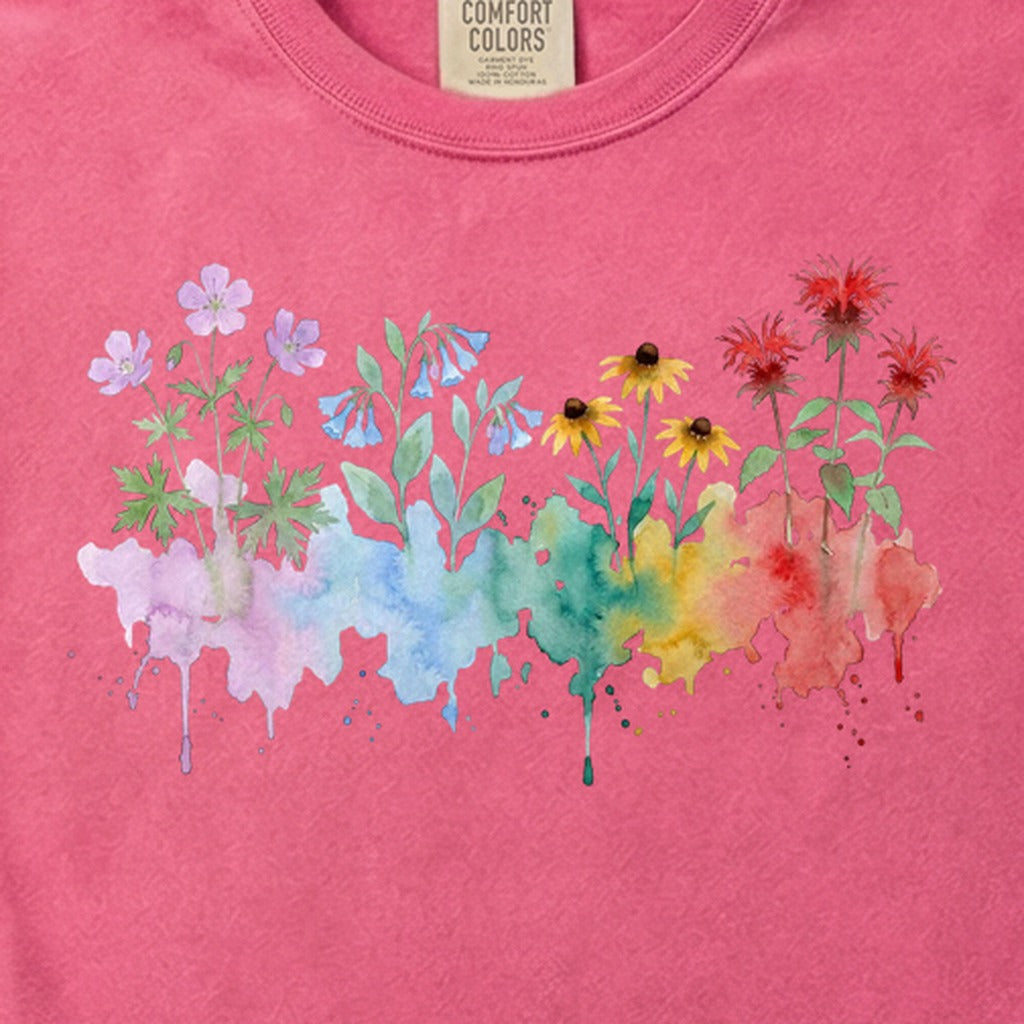 Watercolor Shenandoah Wildflowers Cotton T-Shirt