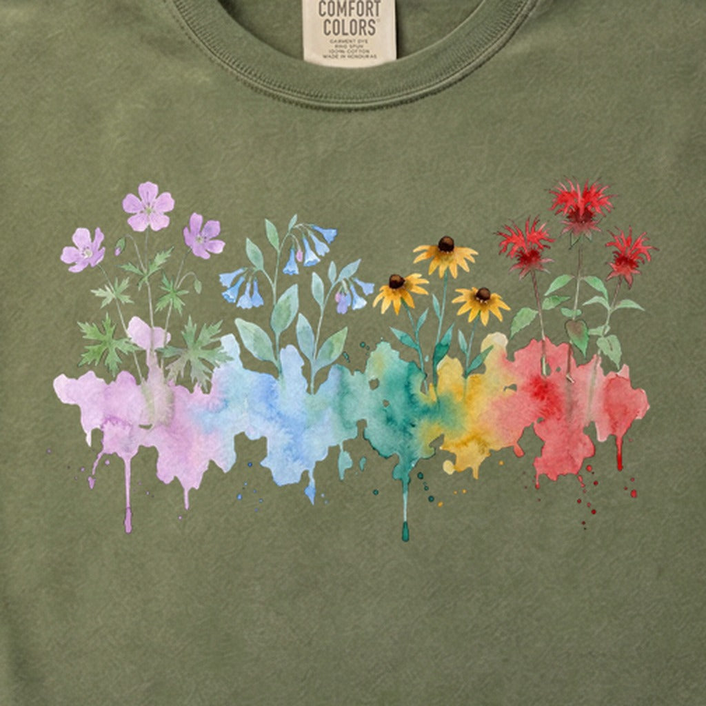 Watercolor Shenandoah Wildflowers Cotton T-Shirt