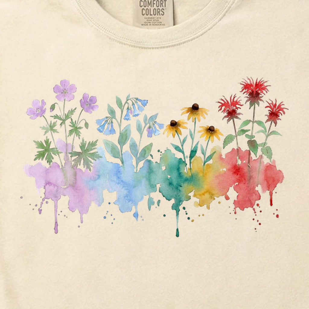 Watercolor Shenandoah Wildflowers Cotton T-Shirt