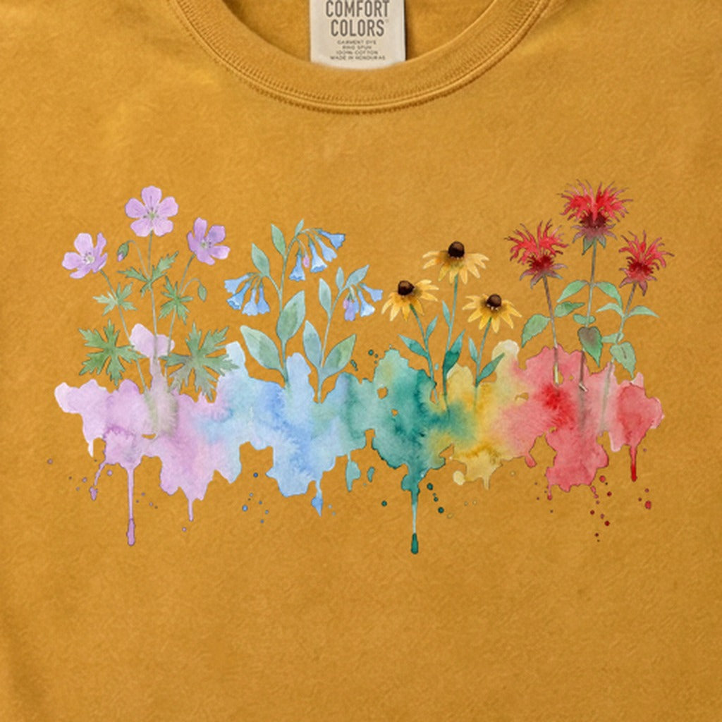 Watercolor Shenandoah Wildflowers Cotton T-Shirt