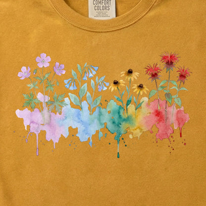 Watercolor Shenandoah Wildflowers Cotton T-Shirt