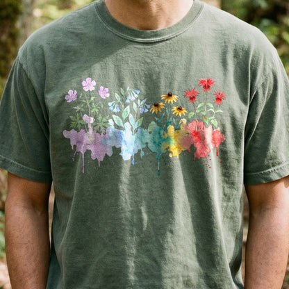 Watercolor Shenandoah Wildflowers Cotton T-Shirt