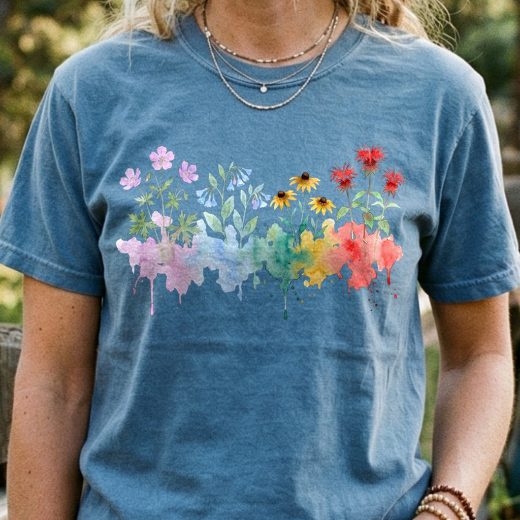 Watercolor Shenandoah Wildflowers Cotton T-Shirt