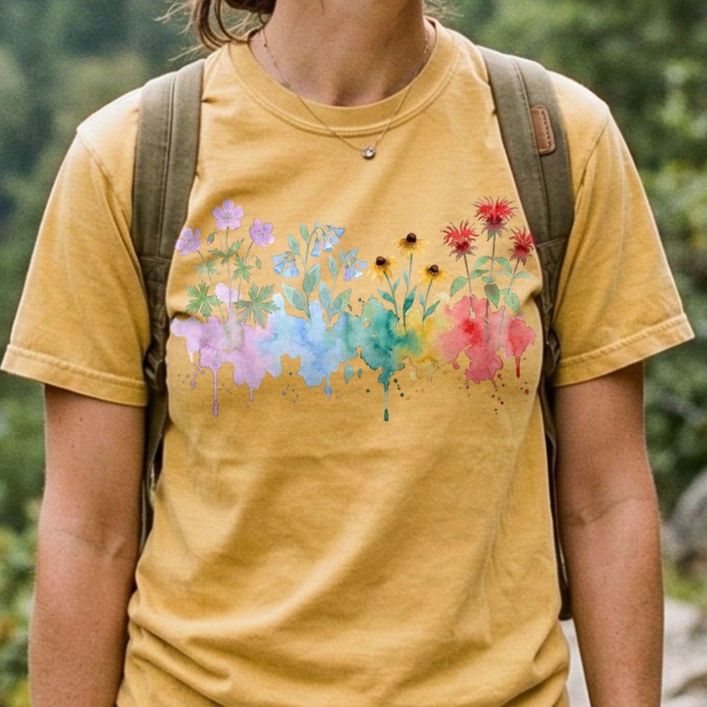 Watercolor Shenandoah Wildflowers Cotton T-Shirt