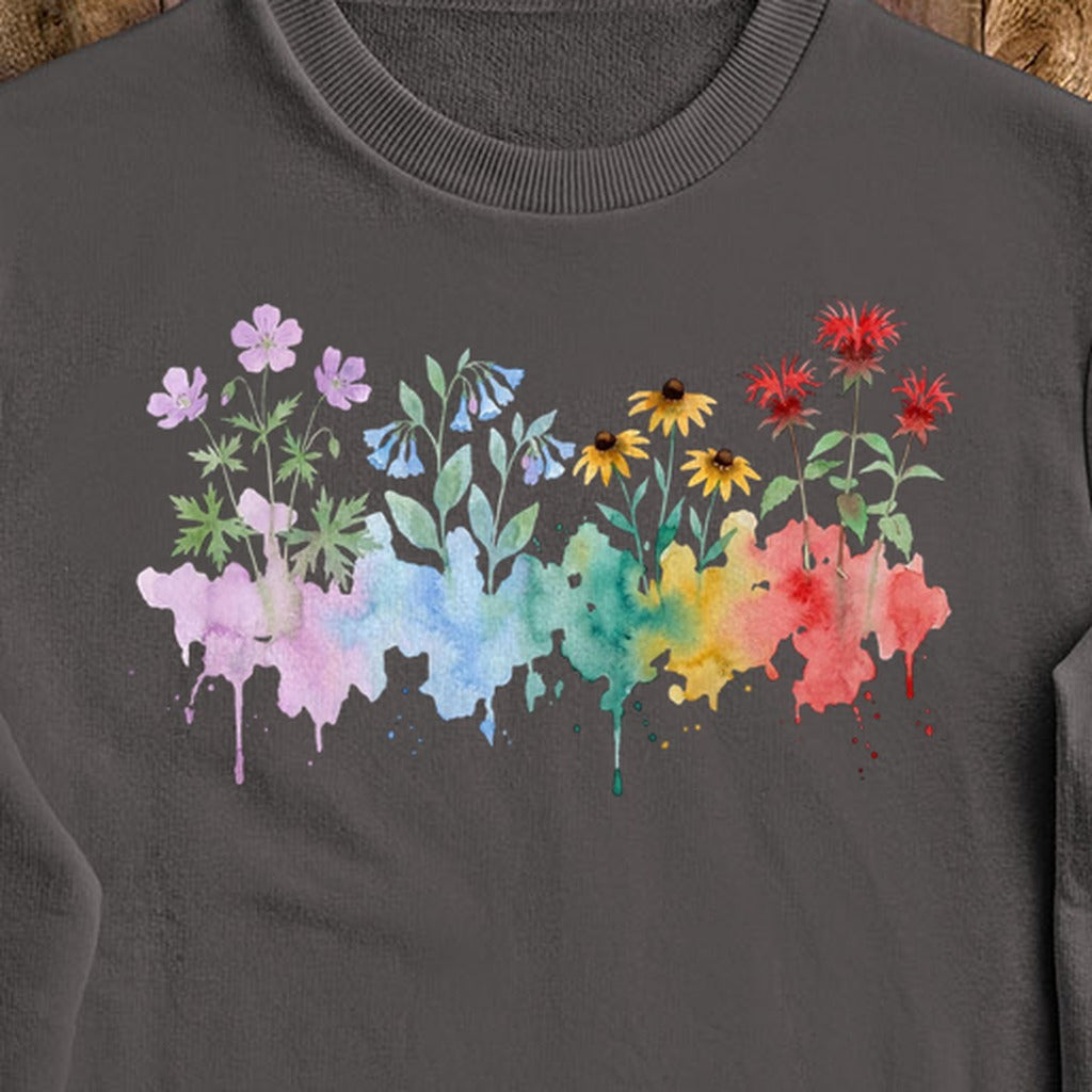 Watercolor Shenandoah Wildflowers Crewneck Sweatshirt