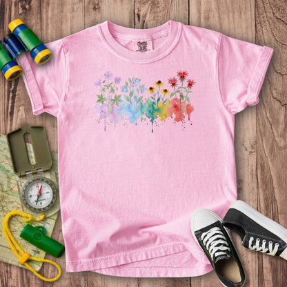 Watercolor Shenandoah Wildflowers Kids Cotton T-Shirt